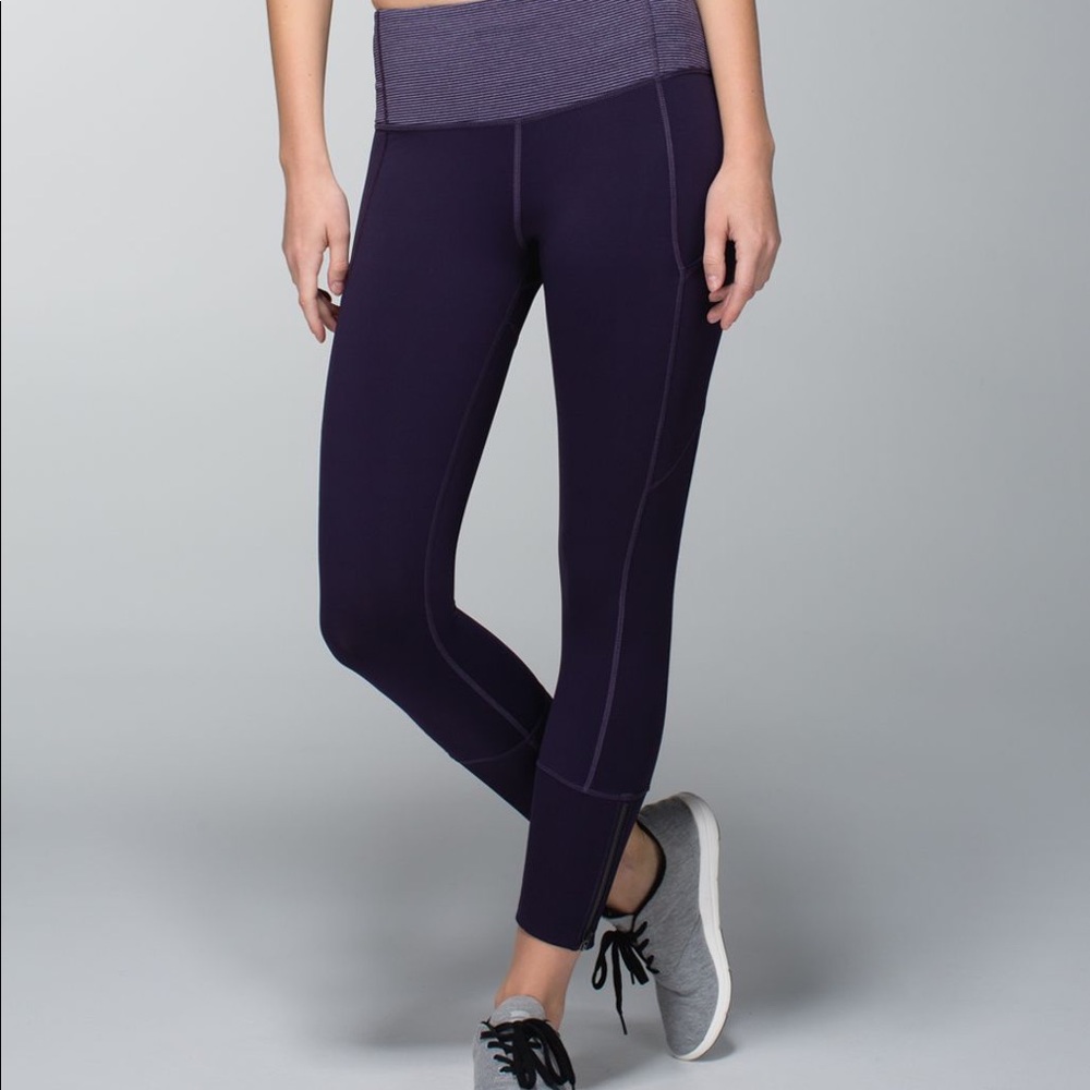Lululemon Rebel Runner Tights Crop Black Grape